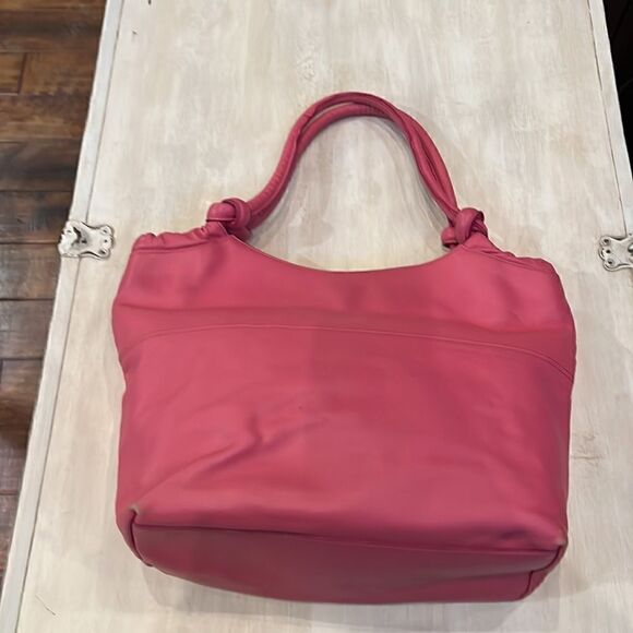 Vintage Banana Republic pink leather purse double handles magnetic closure - Picture 4 of 13